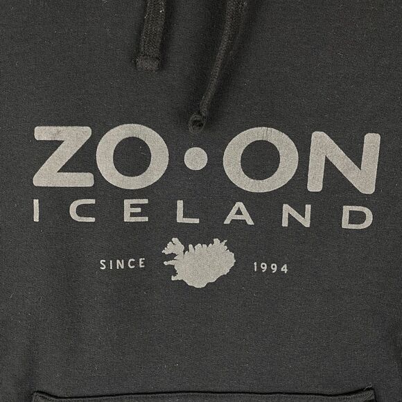 ZO•ON Iceland Hoodie Mens Size XXS Black Grey Hooded Sweatshirt Kangaroo Pocket - Picture 6 of 14